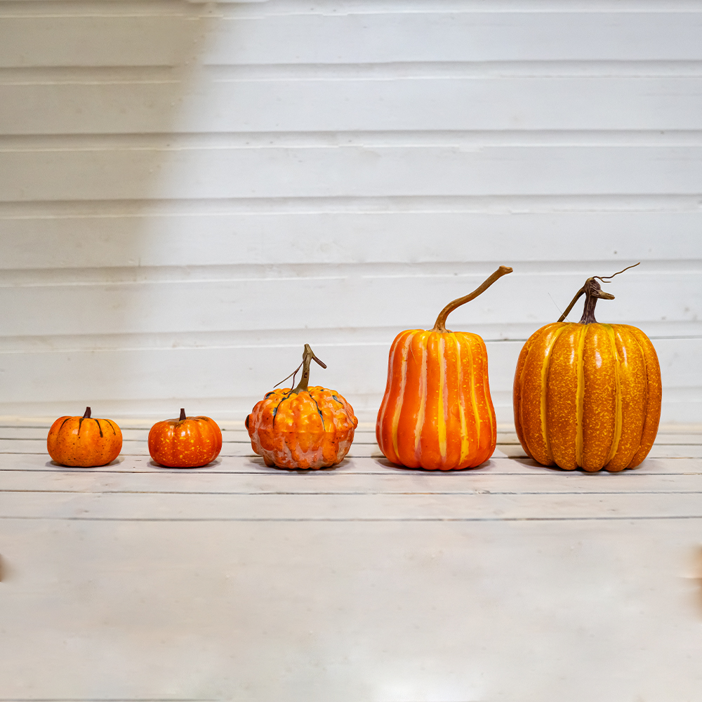 Small Artificial Pumpkin Orange/Green 10cm-25270