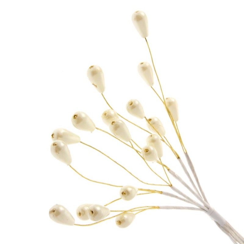 Tear Drop Pearl Spray Cream x 6 Stems-0