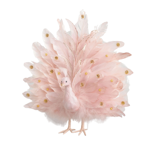 42cm Fabric Standing Peacock Pink-0