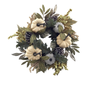 50cm Cream/Green Pumpkin Foliage Wreath-0