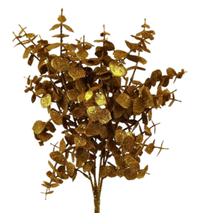 Glittered Eucalyptus Bush 55cm Gold-0