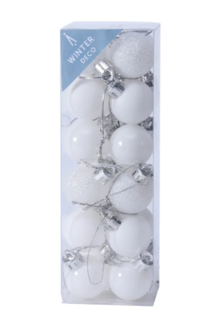 White Shatterproof Baubles (3cm) (24 pieces)-0