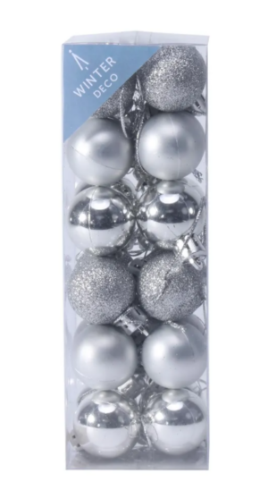 Silver Shatterproof Baubles (3cm) (24 pieces)-0