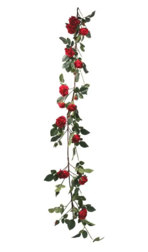 1.8M Luxury Rose Garland Red W/13 Heads-0