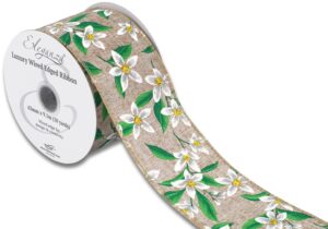 Wired Edge 63mm x 9.1mtr Floral Pattern Natural-0