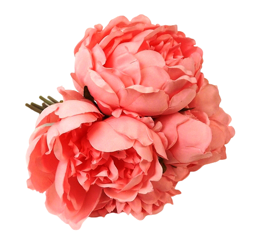 28cm Mid Coral Peony Posy-0