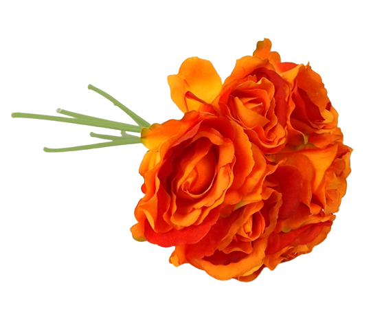 26cm Orange Open Rose Hand Tied x 7 Heads-0