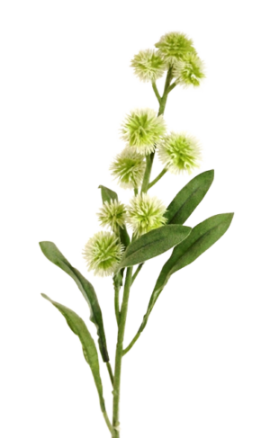 78cm Flocked Pom Pom Spray White/Green-0