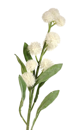 78cm Flocked Pom Pom Spray White-0