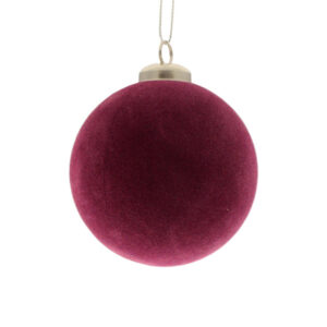 8cm Flocked Hanging Ball Plum-0