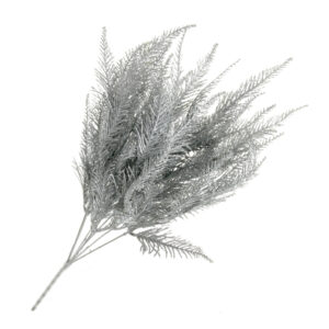 Metallic Glittered Fern Bush - Silver (50cm long)-0