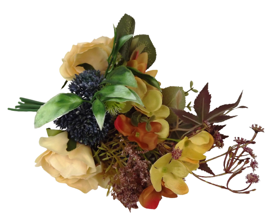 Autumn Rose Bunch with Mixed Foliage - Orange, Brown & Blue-0
