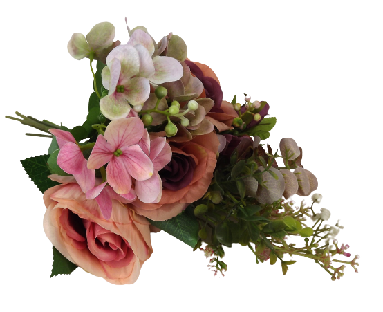 Autumn Rose Bunch with Mixed Foliage - Pink, Anitque Mauve &-0