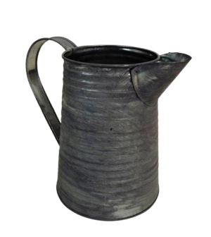 Antique Ribbed Zinc Jug 10 x 11 x 16cm-0