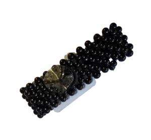 Small Pearl Flower Bracelet - Black 2.5cm Wide-0