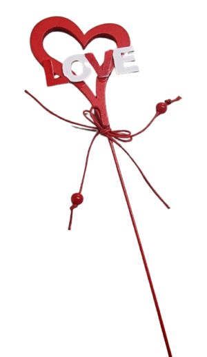 Pack Of 8 Wooden Hearts On Stick Red 29cm-0