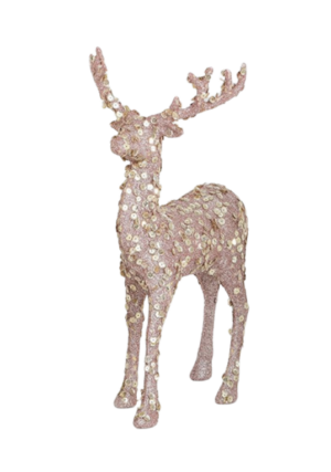 30cm Sequin Reindeer Ornament Rose Gold-0