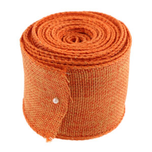 6.4cm x 9.14m Faux Jute Ribbon Orange-0