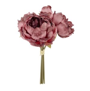 28cm Puce Dried Look Peony Posy x 5 Heads-0