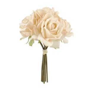 28cm Peach Dried Look Rose Posy x 5 Heads-0