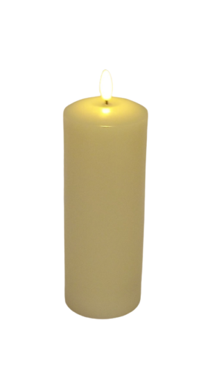LED Wax Candle with 3D Flame - Ivory (7.5cm x 20cm height)-0