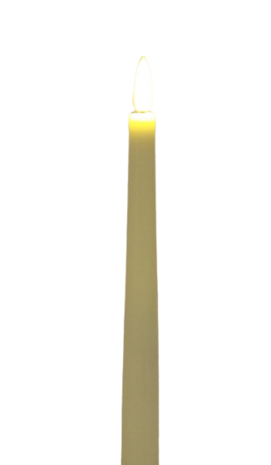 LED Wax Taper Candles with 3D Flame - Ivory 30cm x 2-0