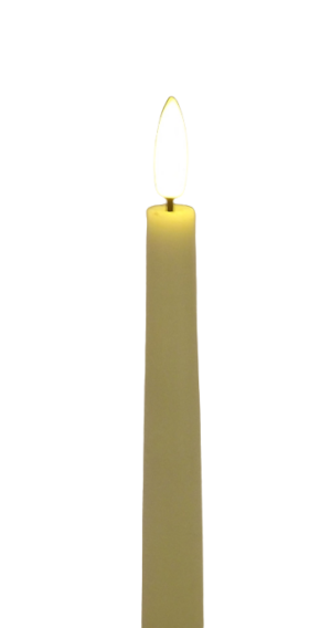 LED Wax Taper Candles with 3D Flame - Ivory 25cm x 2-0