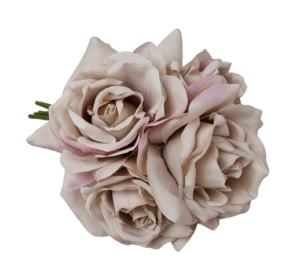 27cm Open Rose x 5 Heads Posy Grey-0