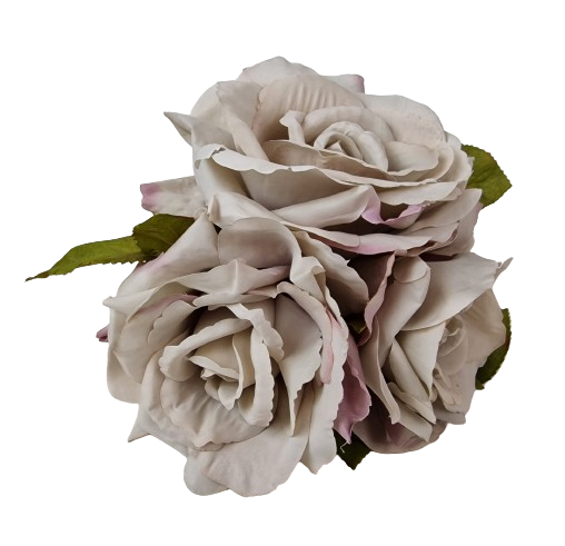 24cm Open Rose Posy x 3 Heads Grey-0