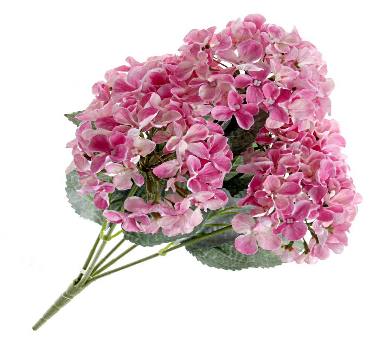 Artificial Hydrangea Bush - Pink (5 heads, 43cm long)-0