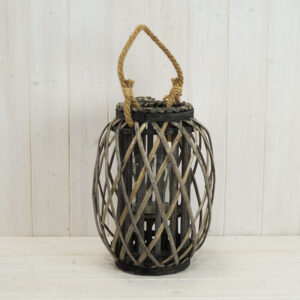 Grey Wicker Lantern 33cm