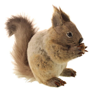 16cm Faux Fur Squirrel with Nut Grey-0