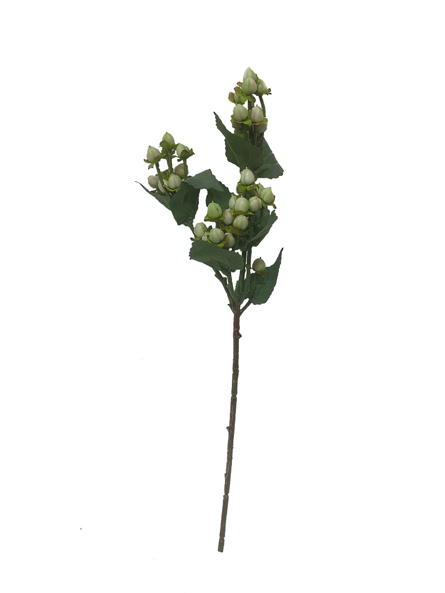 Artificial Hypericum Berry Branch - White/Green 48cm-0