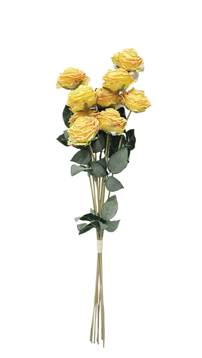 Artificial Dry Rose Bundle - Yellow 72cm-0