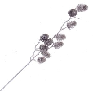 Glittered Pinecone Stem - Champagne (65cm long)-0