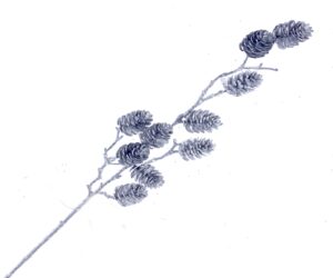 Glittered Pinecone Stem - Silver (65cm long)-0