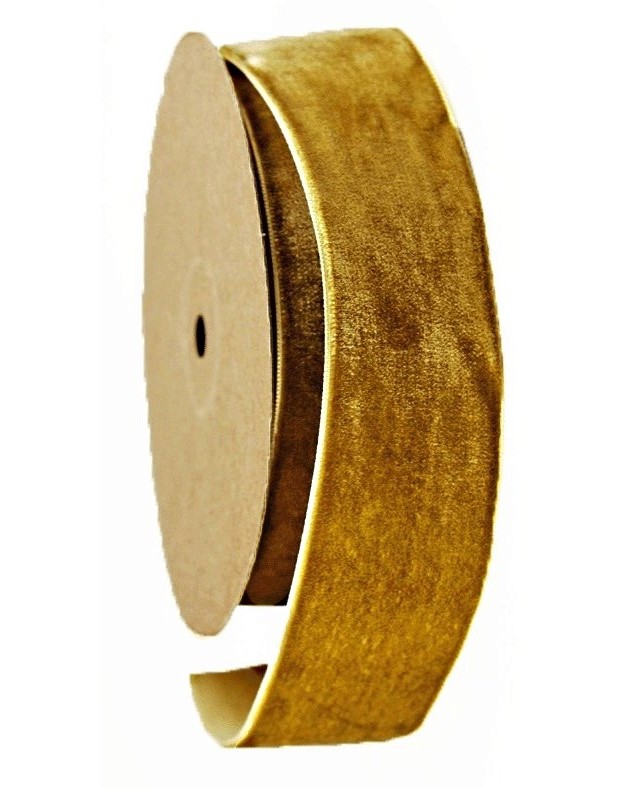 Velvet Ribbon 12mm x 10mtrs Gold-0