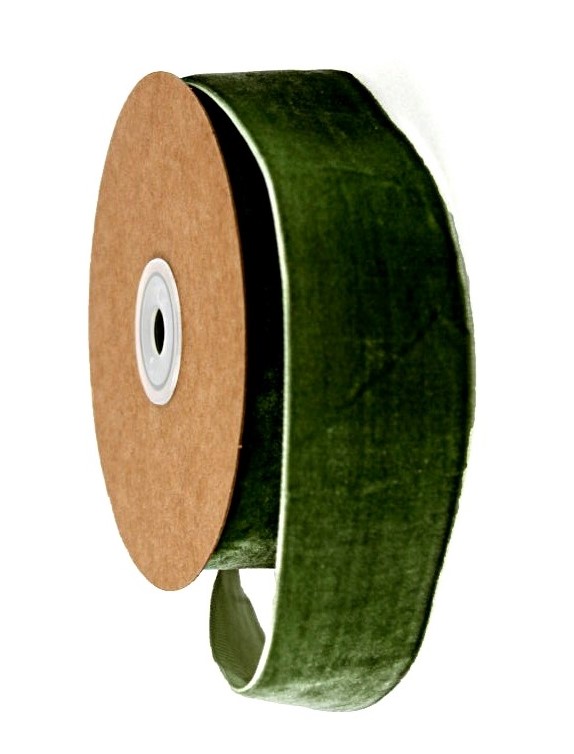 Velvet Ribbon 50mm x 10mtrs Dark Green-0