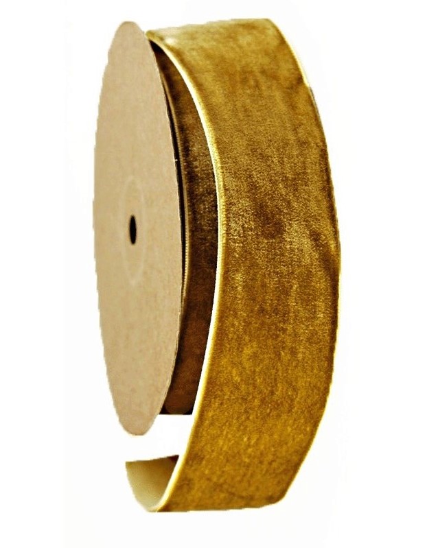 Velvet Ribbon 50mm x 10mtrs Gold-0
