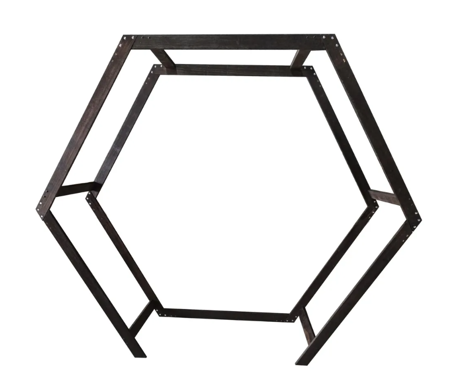 254cm Heptagon Wooden Arch Burnt Wood-0