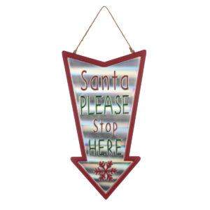 METAL Santa Stop Here Sign 40cm-0