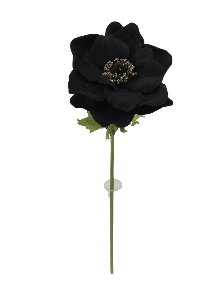 Single Velvet Anemone - Black (42.5cm long)-0