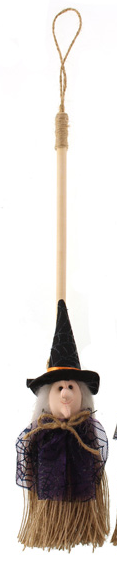 34cm Witch On Broom Hanger Purple (N50614)-0