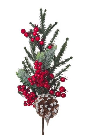 Winter Berry & Pinecone Single Stem 60cm-0