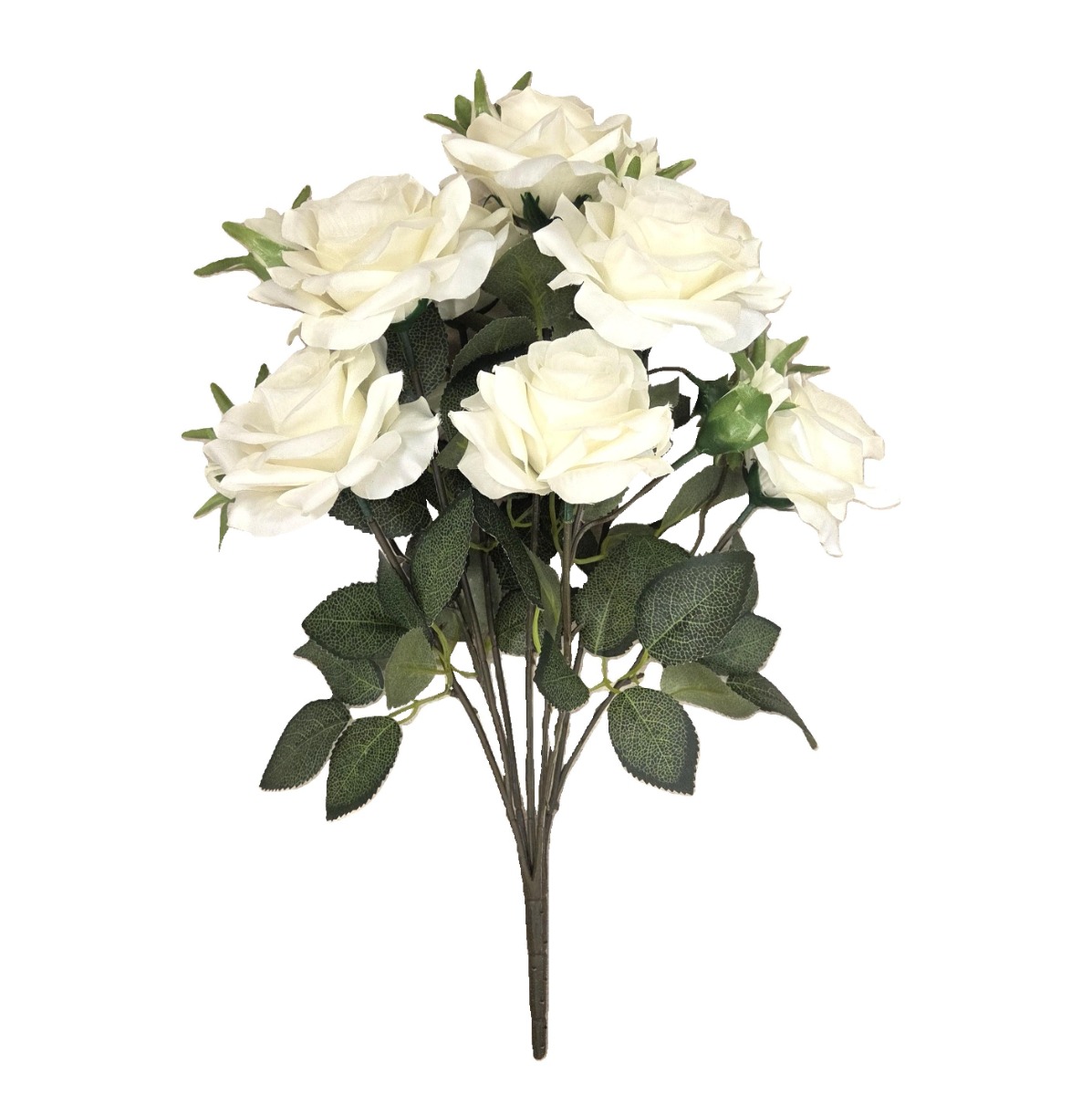 46cm Open Rose & Bud Bouquet Cream-0