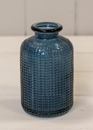 Blue Dimpled Glass Bottle (10cm)
