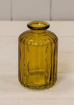 Yellow Ribbed Glass Bottle (10cm)