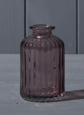 Amethyst Ribbed Glass Bottle (10cm)-0