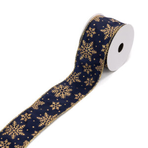 Snowflake Ribbon 2.5"X10y Blue/Gold-0