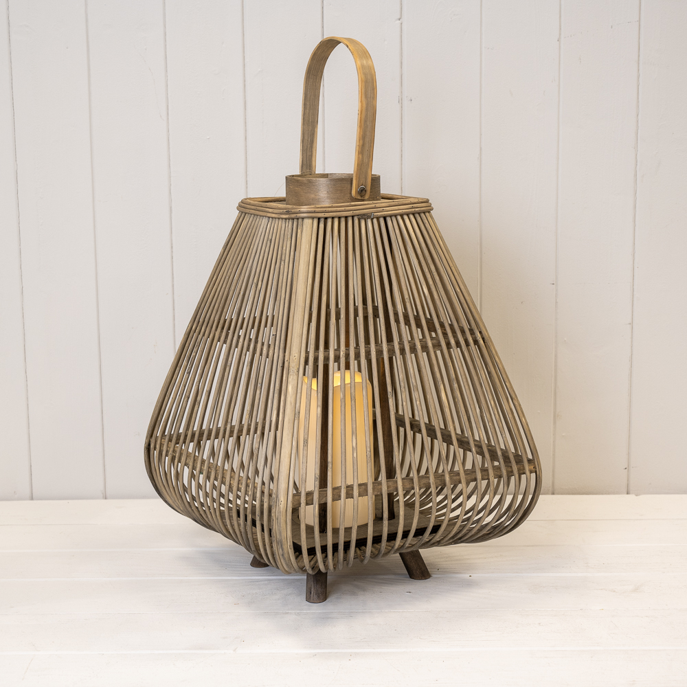 Bamboo Lantern W/LED Candle 41cm